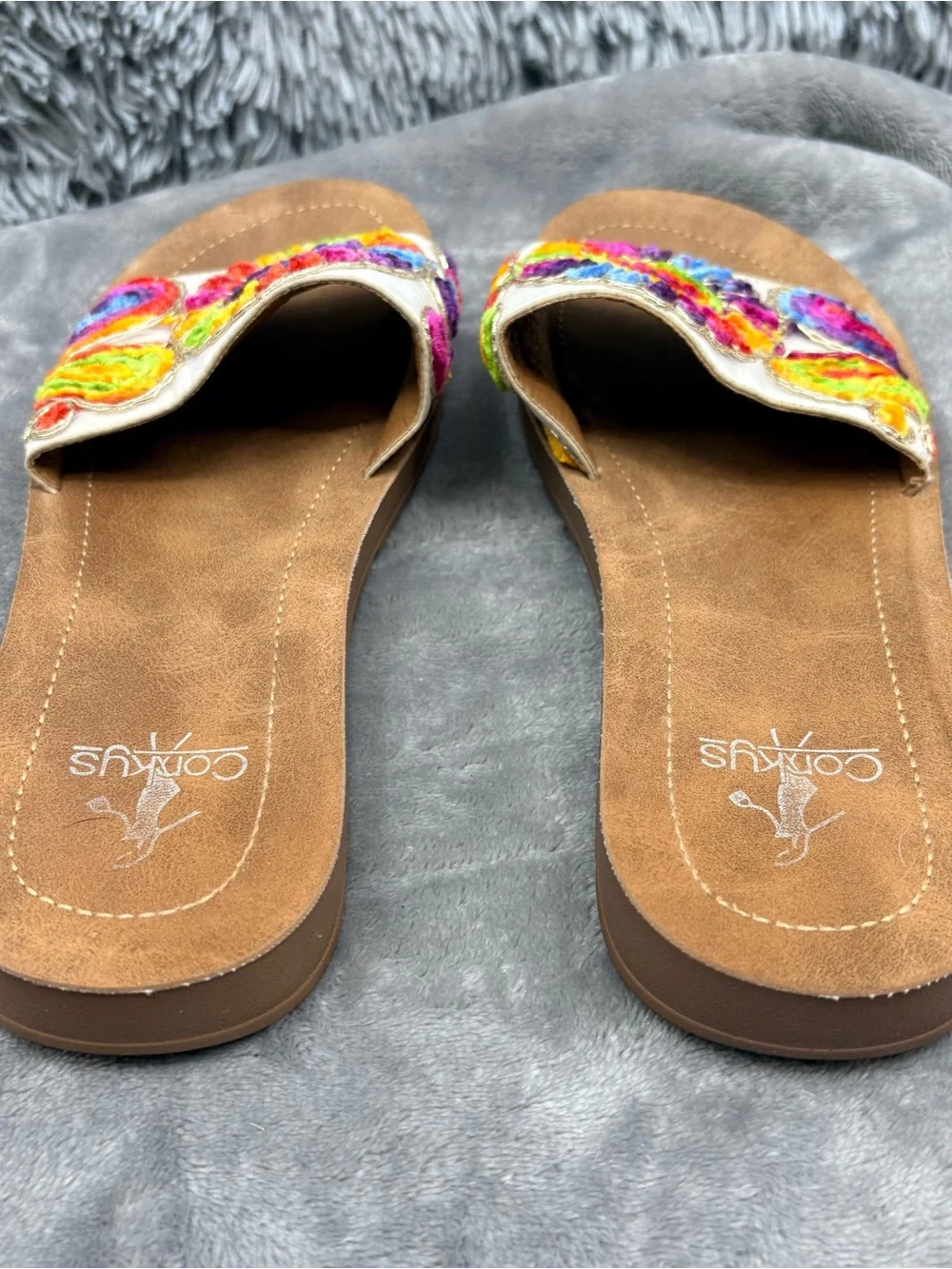 Corkys Pinwheel Sandals Womens 7  Multicolor Slip On Embroidered Floral Paisley